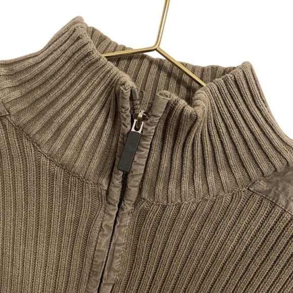 Oscar De La Renta Cotton Taupe Quarter Zip Sweater Size Large - Picture 6 of 6